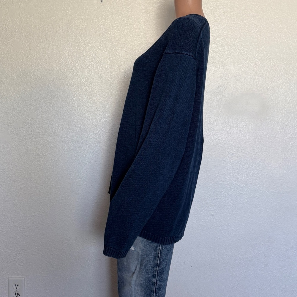 Vintage Eddie Bauer Men's V-Neck Sweater Blue 100% Cotton XL Tall - Picture 3 of 7